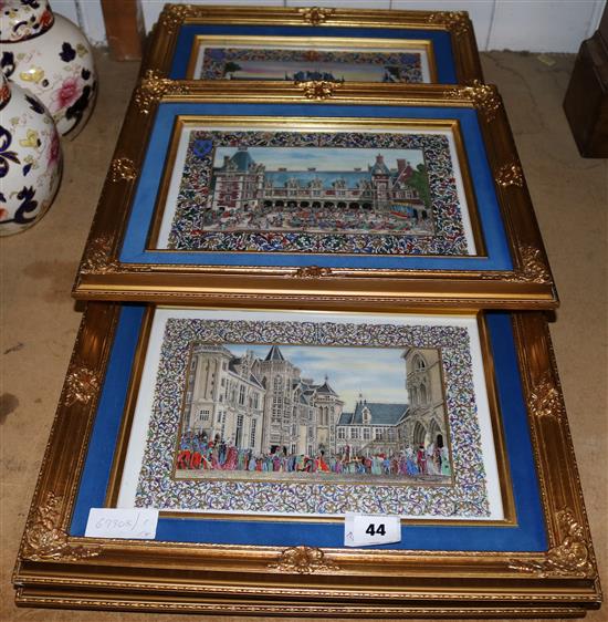 5 French porcelain panels